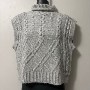 Guess Gray Cowl Neck Cable Knit Sweater